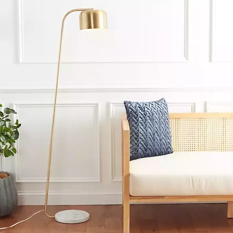 Kirklands Home Floor Lamps|Slanted Modern Floor Lamp with Marble Base Gold