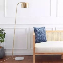 Kirklands Home Floor Lamps|Slanted Modern Floor Lamp with Marble Base Gold