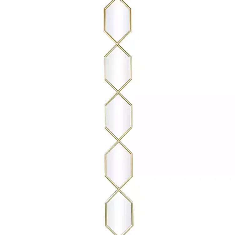 Kirklands Home Decorative Mirrors|Slim Stacked Hexagons Wall Mirror Gold