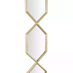 Kirklands Home Decorative Mirrors|Slim Stacked Hexagons Wall Mirror Gold