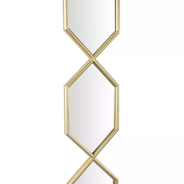 Kirklands Home Decorative Mirrors|Slim Stacked Hexagons Wall Mirror Gold