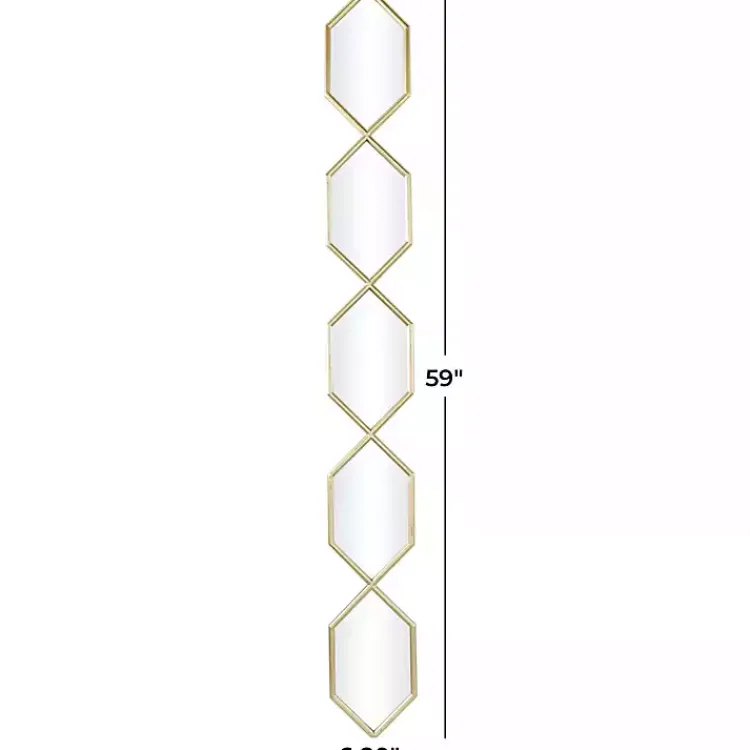 Kirklands Home Decorative Mirrors|Slim Stacked Hexagons Wall Mirror Gold