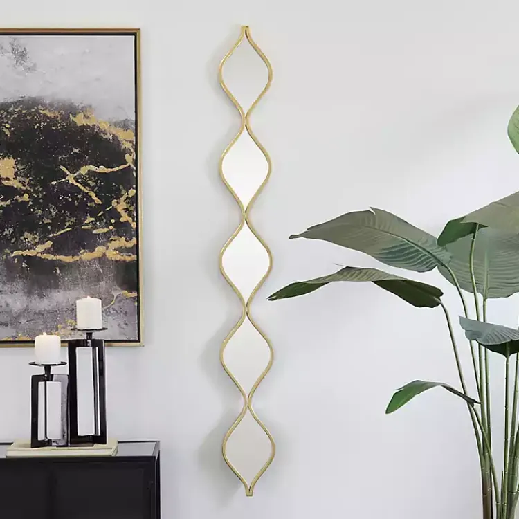 Kirklands Home Decorative Mirrors|Slim Stacked Raindrop Wall Mirror Gold