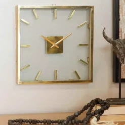 Kirklands Home Clocks|Gold Square Minimalist Wall Clock