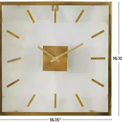 Kirklands Home Clocks|Gold Square Minimalist Wall Clock