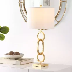 Kirklands Home Table Lamps|Gold Stacked Rings Alaia Table Lamp White