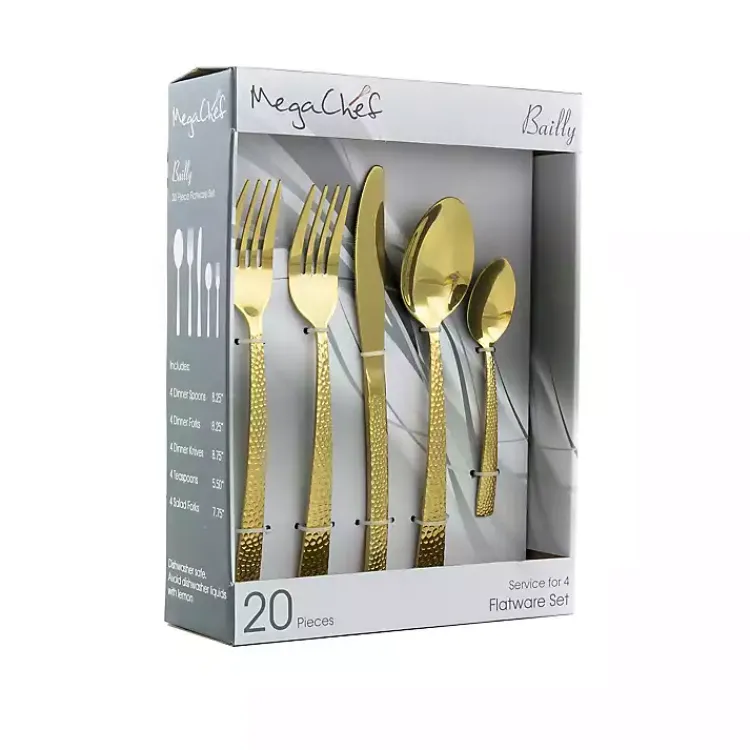 Kirklands Home Flatware & Cutlery|Stainless Steel 20-pc. Flatware Set Gold