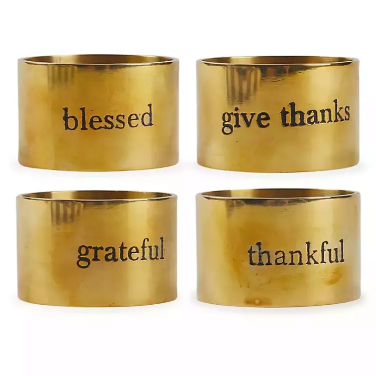 Best Gold Stamped Harvest Napkin Rings, Set of 4 Fall