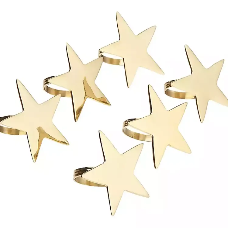 Kirklands Home Kitchen Accessories|Gold Star Napkin Rings, Set of 6