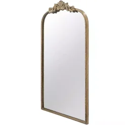Kirklands Home Decorative Mirrors|Gold Studded Scroll Arched Mirror, 36 in.