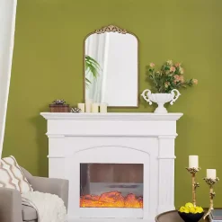 Kirklands Home Decorative Mirrors|Gold Studded Scroll Arched Mirror, 36 in.