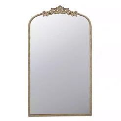 Kirklands Home Decorative Mirrors|Gold Studded Scroll Arched Mirror, 42 in.