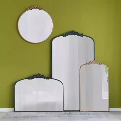 Kirklands Home Decorative Mirrors|Gold Studded Scroll Arched Mirror, 42 in.