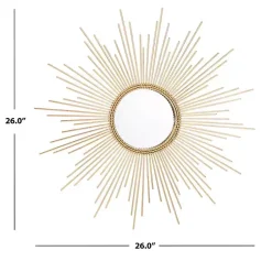 Kirklands Home Decorative Mirrors|Gold Sunburst Nahla Wall Mirror