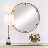Kirklands Home Decorative Mirrors|Gold Suspended Round Wall Mirror