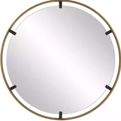 Kirklands Home Decorative Mirrors|Gold Suspended Round Wall Mirror