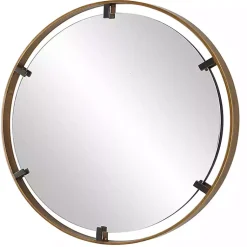 Kirklands Home Decorative Mirrors|Gold Suspended Round Wall Mirror