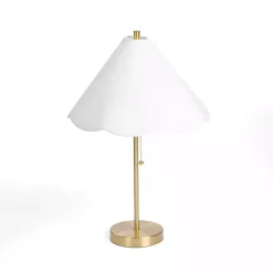 Kirklands Home Table Lamps|Gold Table Lamp with Scalloped Shade White