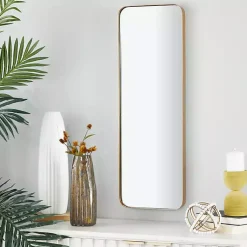 Kirklands Home Decorative Mirrors|Gold Thin Iron Frame Curved Corner Mirror