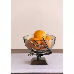 New Gold Tipped Walnut Wood Glass Bowl Decorative Bowls & Jars