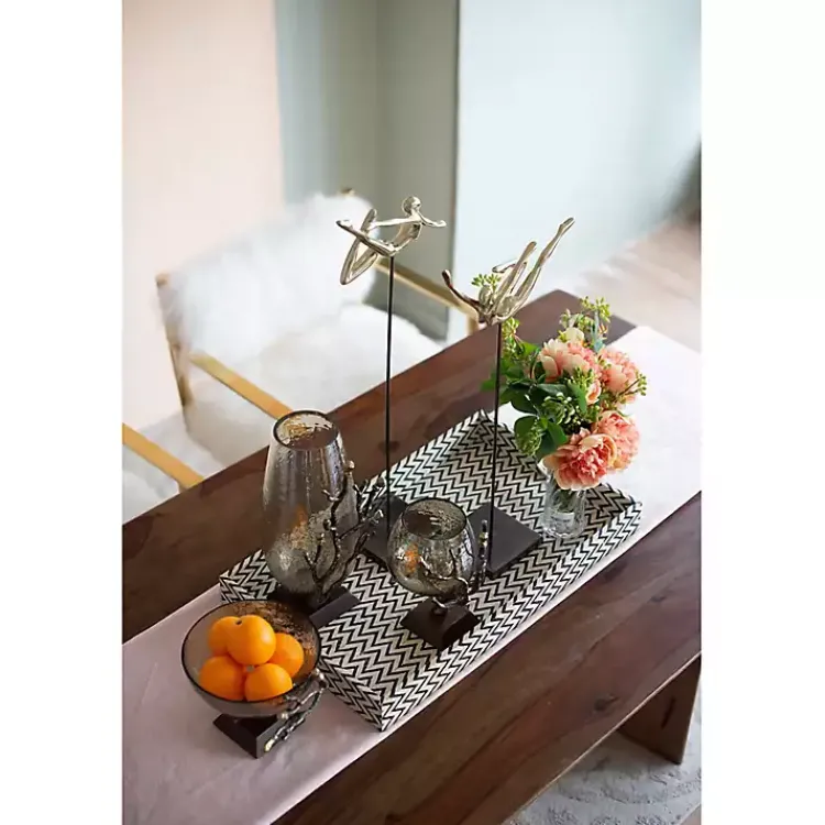 New Gold Tipped Walnut Wood Glass Bowl Decorative Bowls & Jars