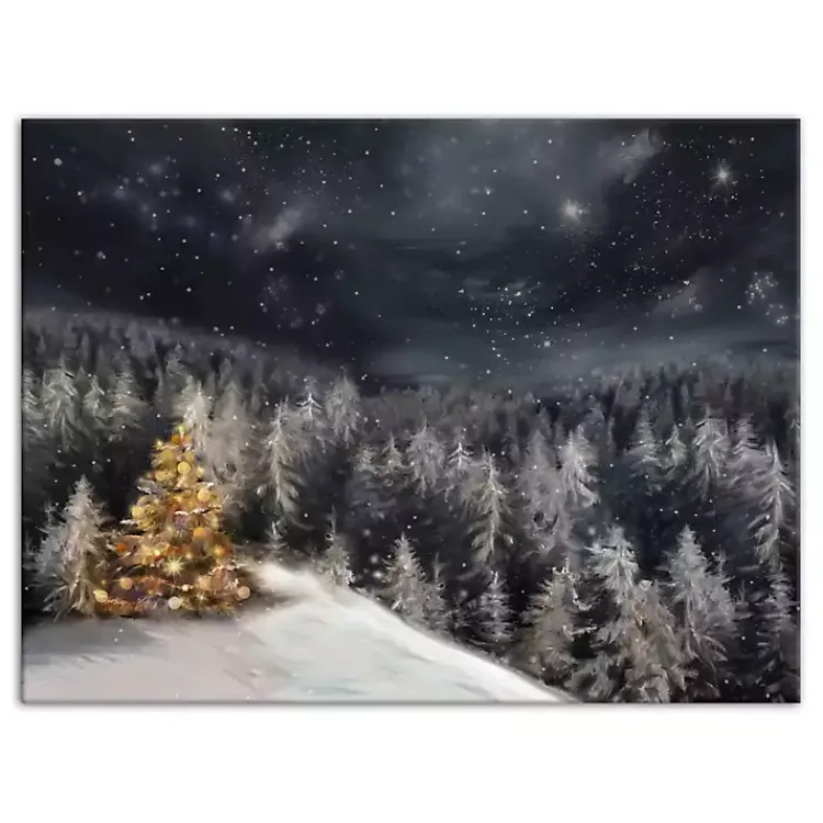 Outlet Gold Tree Winter Landscape Canvas Art Print Christmas Art & Wall Decor