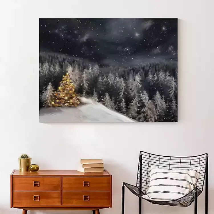 Outlet Gold Tree Winter Landscape Canvas Art Print Christmas Art & Wall Decor