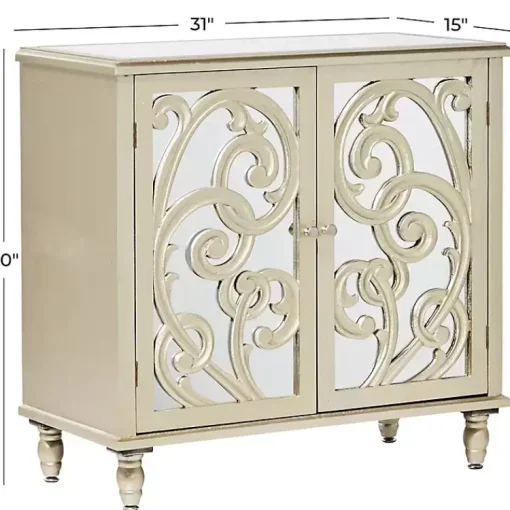 Kirklands Home Entryway Furniture|Wood Carved Scroll Mirrored Cabinet Gold