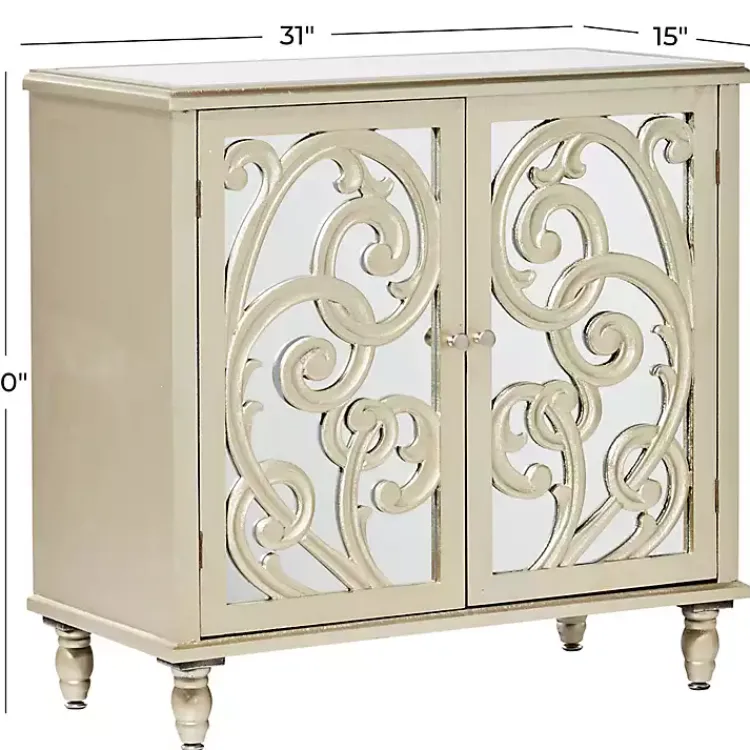 Kirklands Home Entryway Furniture|Wood Carved Scroll Mirrored Cabinet Gold