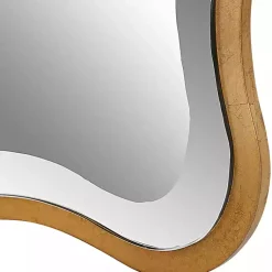 Kirklands Home Decorative Mirrors|Gold Wood Wavy Frame Beveled Wall Mirror