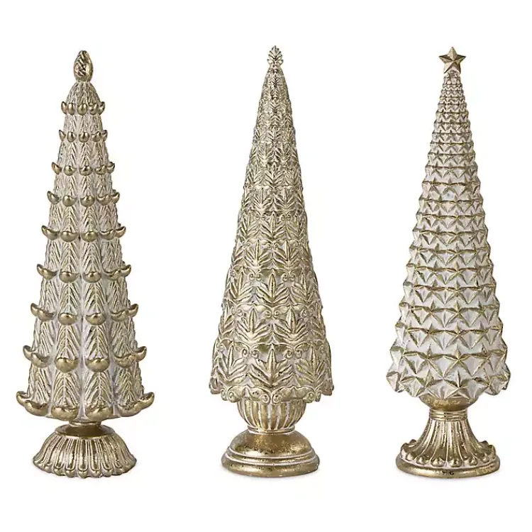 Discount Golden Art Decor Cone Tabletop Trees, Set of 3 Christmas Decorations
