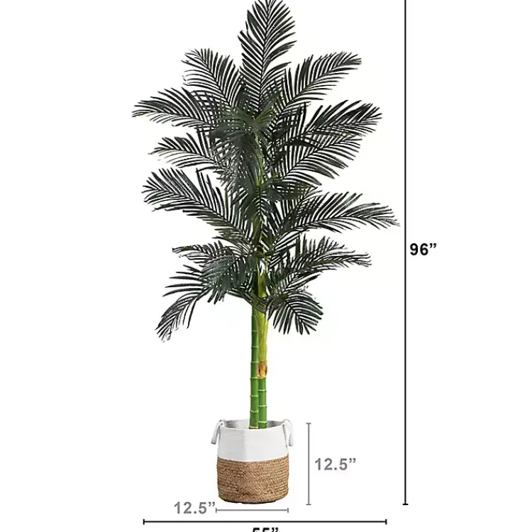 Discount Golden Cane Palm Tree in Woven Planter, 8 ft. Trees & Topiaries