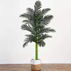 Discount Golden Cane Palm Tree in Woven Planter, 8 ft. Trees & Topiaries
