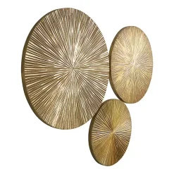 Kirklands Home Wall Plaques|en Ribbed Sunburst Wall Plates, Set of 3 Gold