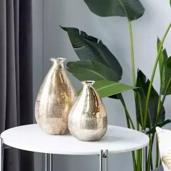 New en Rustic Blown Glass Bulb Vases, Set of 2 Vases