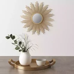 Kirklands Home Decorative Mirrors|Golden Sunburst Small Decorative Wall Mirror