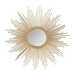 Kirklands Home Decorative Mirrors|Golden Sunburst Small Decorative Wall Mirror