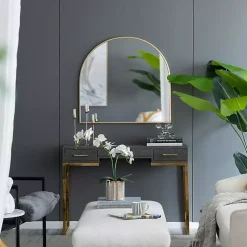 Kirklands Home Decorative Mirrors|en Wide Arched Wall Mirror Gold