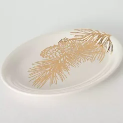 Discount Golden Winter Pine Branch Serving Platter Christmas Dining & Entertaining