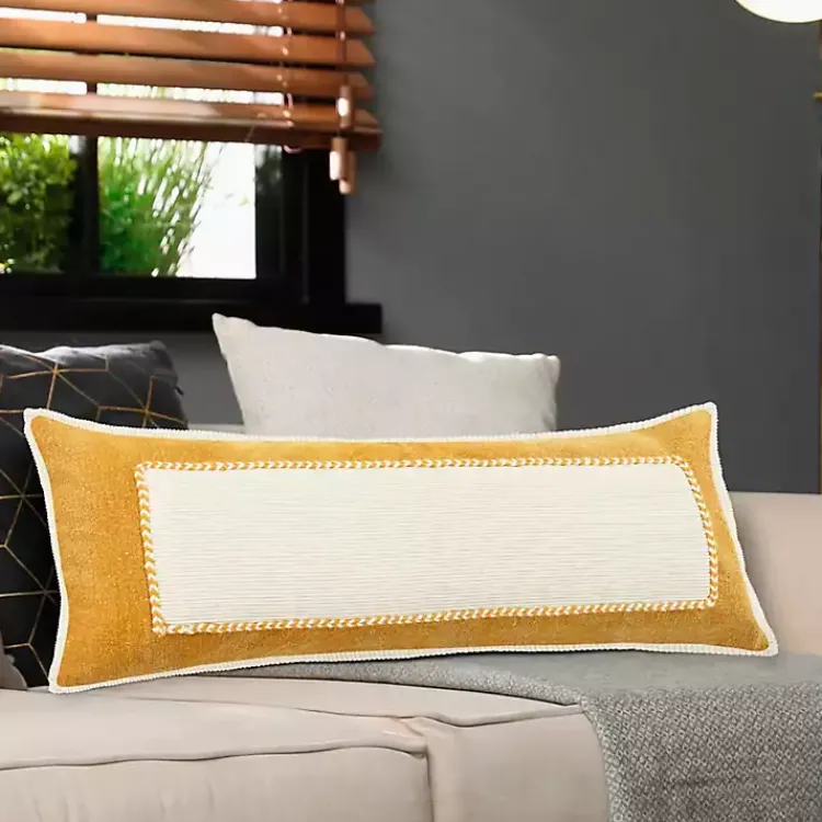 Discount Golden Yellow Riviera Braided Frame Lumbar Pillow Pillows