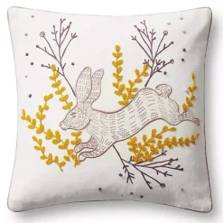New Goldenrod Bunny Embroidered Easter Throw Pillow Easter Decorations