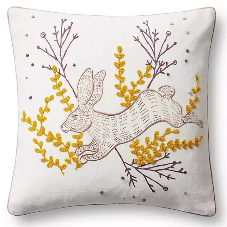 New Goldenrod Bunny Embroidered Easter Throw Pillow Easter Decorations