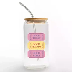 Kirklands Home Glassware & Drinkware|Good Vibes Ticket Stub Glass Tumbler