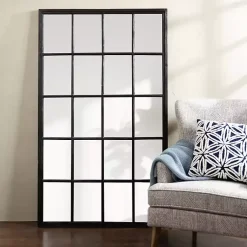 Kirklands Home Full Length & Floor Mirrors|Grande Black Window Pane Leaner Mirror