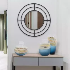 Kirklands Home Decorative Mirrors|Graphite Metal Bullseye Round Wall Mirror