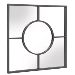 Kirklands Home Decorative Mirrors|Graphite Metal Geometric Square Wall Mirror