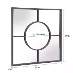 Kirklands Home Decorative Mirrors|Graphite Metal Geometric Square Wall Mirror