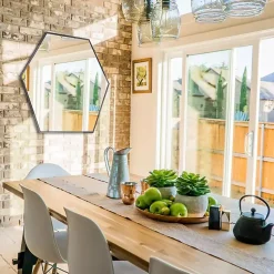 Kirklands Home Decorative Mirrors|Graphite Metal Hexagonal Mirror