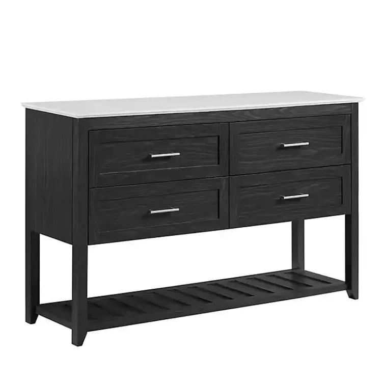 Kirklands Home Cabinets & Sideboards|Graphite Wood Storage Buffet with Faux Marble Top