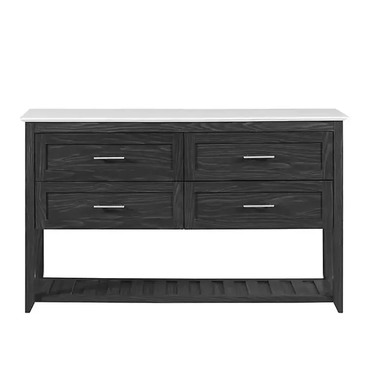 Kirklands Home Cabinets & Sideboards|Graphite Wood Storage Buffet with Faux Marble Top